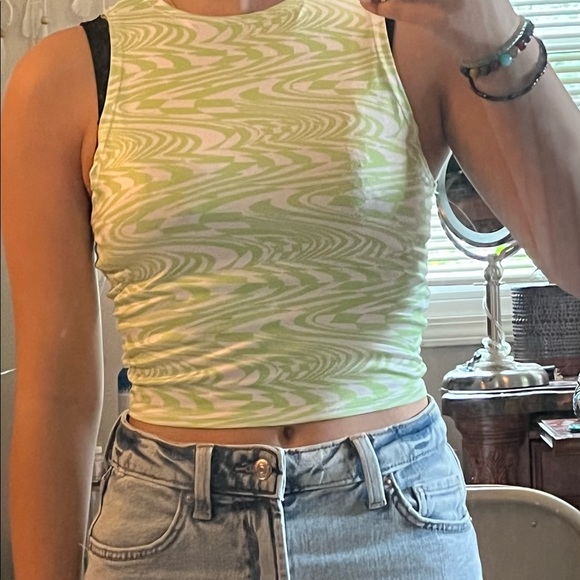 Green and white zebra print summer tank top! - Picture 3 of 3